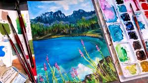 Skillshare offers thousands of online classes for this abstract watercolor landscape scene showcases colorful pines reflecting in a lake at dusk. 40 Free Watercolor Painting Video Tutorials For Beginners