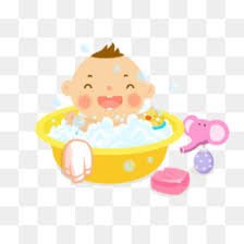 Clipart illustration of a happy cute baby playing in the bath tub with a rubber duck. Baby Bath Png Baby Bath Tubs Baby Bathing Paintings Cleanpng Kisspng