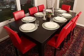 Amazon Com Mooseng 9 Pieces Dining Furniture Set With Elegant Table And 8 Chairs Red Dining Table In Kitchen Black Dinning Table Cheap Dining Room Chairs