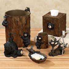Wondering about what exactly a bathroom accessories set is and why you need one? Exploring Critters Rustic Wildlife Bath Accessories Bear Bathroom Decor Bear Decor Black Bear Decor