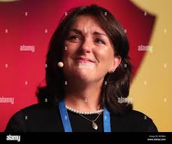 Olive Foley, widow of Irish rugby union player Anthony Foley, speaking at  the world meeting of families in Dublin Stock Photo