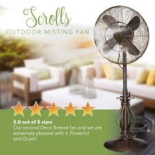 Indoor Outdoor Misting Floor Standing Pedestal 18 Fan Gentle Misting Action Keeps You Cool All Summer Long Scrolls Outdoor Misting Fan Fan Misting