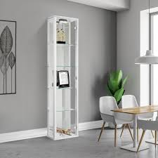 Glass cabinet glass display cabinet 4 shelves with door,floor standing curio bookshelf for living room bedroom office,64 x 17x 14.5,white walmart usa $ 215.99 White Single Door Glass Display Cabinet Displaysense