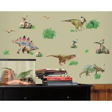 Shop wayfair for all the best dinosaurs wall decals. Roommates 28 75 In X 54 In Dinosaur Peel And Stick Wall Decal Rmk1882scs The Home Depot