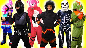 Brace yourself for 'fortnite' halloween costumes as google searches soar. Fortnite Kids Costume Runway Halloween Skins In Real Life Team Leader Skull Trooper Rex Llama Toys Youtube