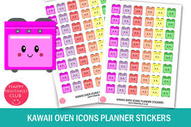 If you're searching for free svg files & images for cricut and silhouette: Kawaii Oven Icons Planner Stickers Oven Graphic By Happy Printables Club Creative Fabrica