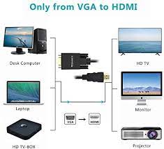 How to connect a second monitor to a laptop using hdmi. Vga To Hdmi Cable 10m 30 Feet Old Pc To New Tv Monitor With Hdmi Foinnex Vga To Hdmi Cable With Audio For Connecting Old Pclaptop With A Vga Output To New Monitorhdtv Male To Male
