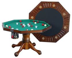 Combination Game Tables For Kids 3 In 1 Game Table Octagon 48 Bumper Pool Poker Dining In Antique Walnut By Berner Bumper Pool Bumper Pool Table Pool Table
