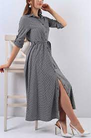 54 95 Tl Boydan Dugmeli Siyah Kareli Elbise 18672b Modamizbir Elbise Elbise Modelleri Moda Stilleri
