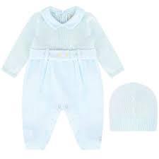 Emile Et Rose Baby Boys Blue Velour Knitted Romper With