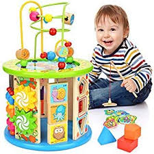 Amazon Com Pidoko Kids Multi Activity Center Tree Table Top Adventures Wooden Bead Maze Play Toy For Todd Toddler Boy Toys Activity Cube Activity Cube Baby