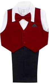 Baby Boy Red Velvet Vest Set With Red Bow Tie This Baby Boy Red Suit Vest Set Is Perfect If You Want To Jazz Thing Red Vest Outfit Red Vest Suit