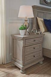 Lettner Light Gray Two Drawer Night Stand B733 92 Grey Bedroom Furniture Nightstand Decor Furniture