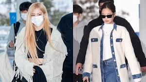 Jennie kim's airport fashion ; Blackpink S Jennie And Rose Shows Us Their Jacket Style Inspo With Their Recent Airport Outfits Inkistyle