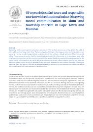 Pdf Of Voyeuristic Safari Tours And Responsible Tourism With Educational Value Observing Moral Communication In Slum And Township Tourism In Cape Town And Mumbai