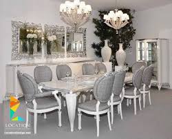 موديلات غرف سفره مودرن وغرف سفرة كلاسيك بتصميمات جديدة جدا Silver Living Room Decor Luxury Dining Room Grey Dining Room