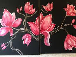 Check spelling or type a new query. Two Piece Pink Magnolia Oil Painting On Black Background Pink Etsy