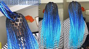 Ombre Blue Knotless Box Braids Tutorial Box Braids Tutorial Blue Box Braids Box Braids