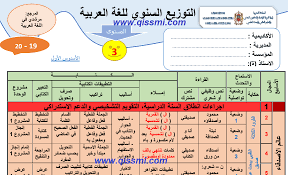التوزيع السنوي لمرشدي في اللغة العربية للمستوى الثالث وفق المنهاج الجديد