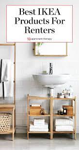 Ikea bathroom vanity gets a luxurious live edge upgrade. 11 Ikea Products Every Renter Should Know About Small Bathroom Furniture Ikea Bathroom Accessories Small Bathroom Storage