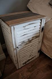 Build your very own side table with these craft instructions. Reclaimed Shutter End Table Night Stand By Dharmadesigned On Etsy 190 00 Bedside Table Diy Diy Shutters Shutters Repurposed Decor