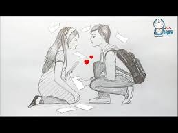 How To Draw Scenery Of Love At First Sight Step By Step Youtube Easy Love Drawings Love Drawings For Him Drawings For Him