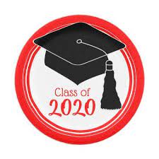 Class Of 2020 Grad Cap Red And White Paper Plate Zazzle Com 2020 Grad Caps 2020 Grad Class Of 2020