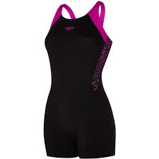 Speedo Womens Boom Splice Legsuit Swimsuit Black Diva