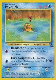 It uses intense psychic energy to overwhelm those around it. Amazon Com Pokemon Psyduck 20 Wizards Black Star Promos Toys Games