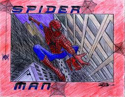 Drawing a spider using simple colored pencils. Spiderman Colored Pencil Drawing Colored Pencil Drawing Pencil Drawings Spiderman