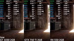 The gtx 1050 ti has a 270 mhz higher core clock speed and 16 more render output units than the gtx 750 ti. Far Cry 5 Gt 1030 Vs Gtx 750 Ti Vs Rx 550 Ryzen 3 2200g Youtube