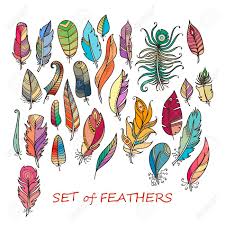 Feathers are unique in that they exclusively cover the body of the birds. Vector Ornate Set Of Stylized And Abstract Feathers Elements For Design And Coloring Pages Royalty Free Cliparts Vectors And Stock Illustration Image 63609241