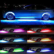 4pcs Rgb Led Under Car Decorative Tube Strip Underglow Body Neon Light Wireless Remote Kit Car Led Lights Car Neon Lighting