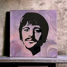 Ringo Starr Silhouette 12 X 12 Pour Painting Art Canvas the Beatles  Psychedelic 60's