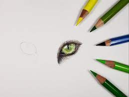 Use two curved lines to sketch the outside of the eye, and texture the lid with short lines. Dragos Art Corner On Twitter Cat Eye Colored Pencils On A5 Paper Cat Kitty Catsoftwitter Cats Kitty Kitties Drawing Arts Kitten Kittens Fabercastell Pencilart Https T Co Etfjwgpqao