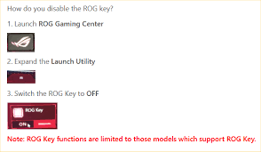 Some other people were also asking about the same issue. Disabling The Rog Key On Asus Laptop Keyboard Windows 10 Forums
