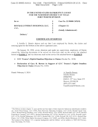 IN THE UNITED STATES BANKRUPTCY COURT FOR THE NORTHERN DISTRICT OF TEXAS  FORT WORTH DIVISION In re: ROCKALL ENERGY HOLDINGS, LL