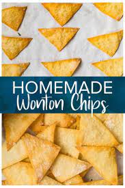 If You Are Looking For A Quick And Easy Snack These Wonton Chips Are For You These Homemade Chips Are Baked In T Wonton Chips Homemade Chips Appetizer Snacks