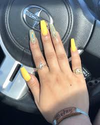 Go for a ring shopping. Yellow Holographic Coffin Acrylic Nails Acrylicnails Acrylic Nails Yellow Yellow Nails Holographic Nails