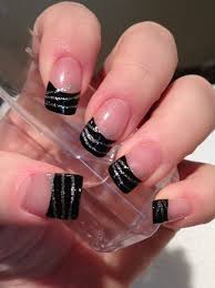 Black French Tips With Silver Streaks By Natalie Wolfe Nail Tip
