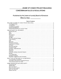 Rules & regulations, revised 9/2019. Condominium Rules And Regulations Legal Forms And Business Templates Megadox Com