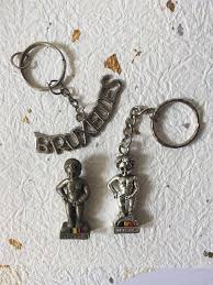 Vintage Manneken Pis Keychain Miniature Figurine Bruxelles Brussels Belgium Souvenir Bronze Metal Peeing Boy Miniature Figurines Miniatures Bronze