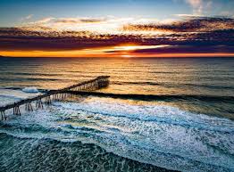 Aerial View Of The Sun Setting Over The Hermosa Beach Pier And The Waves Of The Pacific Ocean Hermosawave Getty Imag Aerial Photo Aerial View Hermosa Beach