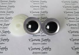 24mm Silver Grey Iris Black Pupil Round Safety Eyes and Washers: 1 Pair