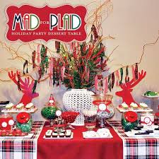 Mad For Plaid Christmas Dessert Table Hostess With The Mostess Christmas Party Decorations Plaid Christmas Christmas Dessert Table