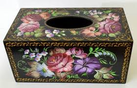 hand painted tissue box cover russian zhostovo style folk art acrylic paint hand painted russian folk art