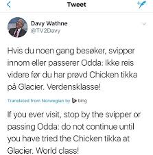 Tv 2 is a norwegian terrestrial television channel. Tweet From Famous Tv2 Sports Journalist Of Norway Davy Wathne Picture Of Glacier Restaurant Odda Tripadvisor