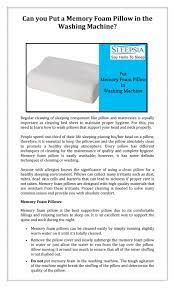 Remove the pillow cover and place your foam pillow on a clean, flat surface. Can You Put A Memory Foam Pillow In The Washing Machine By Sleepsia India Pvt Ltd Issuu