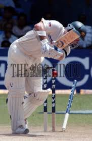 Australian batsman Justin Langer bowled ...