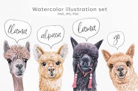 These svg images were created by modifying the images of pixabay. Llama Lama Alpaca Watercolor Set 9 Illustrations 555839 Illustrations Design Bundles In 2020 Illustration Watercolor Illustration Graphic Illustration